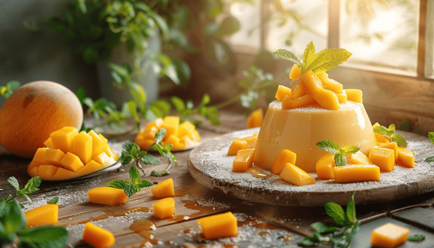 Découvrez la recette du bavarois à la mangue, un dessert tropical délicieux