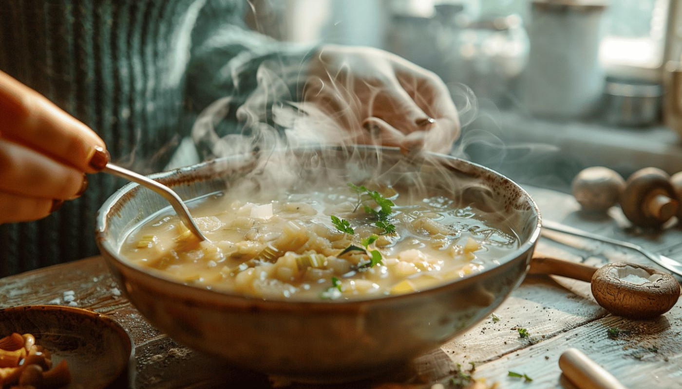 Le plaisir d'une soupe aux poireaux et champignons : recette d'un potage savoureux