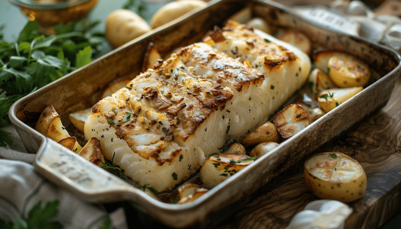 Préparation savoureuse du dos de cabillaud au four sur lit de pommes de terre : une recette incontournable